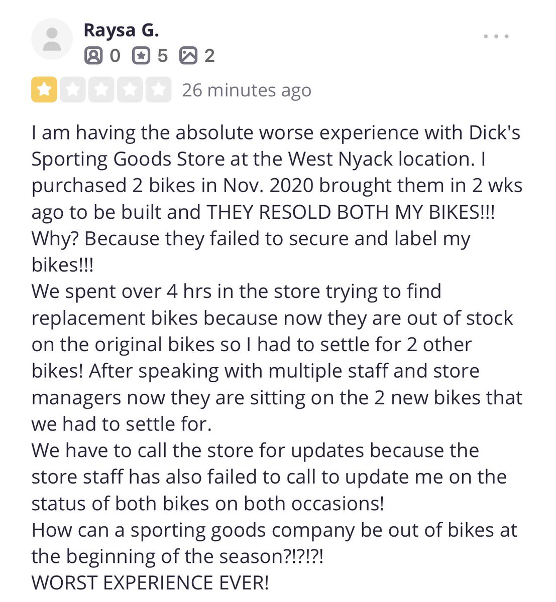 Raysa165's tweet photo. THE WORST EXPERIENCE EVER @DICKS #westnyack!!! https://t.co/9QqkwwVWcg