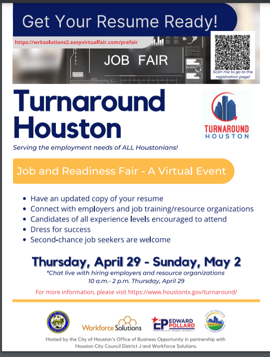 Get your resume ready for this virtual Job and Readiness Fair. Second chance job-seekers are welcome.