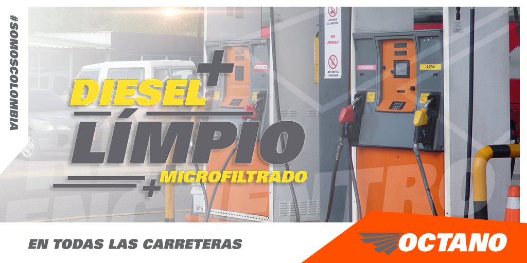Octano_Colombia's tweet photo. Encuentra en nuestra red de estaciones de servicio #Diesel limpio microfiltrado 
Visítanos en https://t.co/lH2SFoXZMC 
#MovemosUnPaís 
#SomosColombia https://t.co/Z3w1m1KwkV