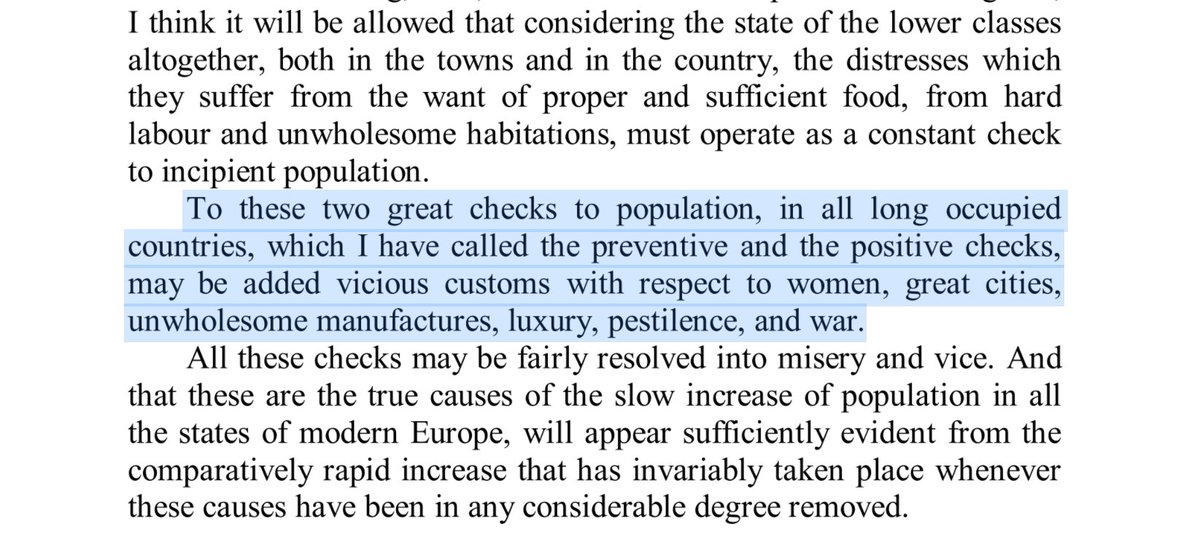 3/100: Plato & Aristotélēs had early ideas on "Population Control"; Thomas R. Malthus' "An Essay on the Principle of Population" (1798) outlines "the positive check to population": Diseases, wars, disasters, famines & pestilence, he wanted to utilize them.  https://bit.ly/3dasgLZ 