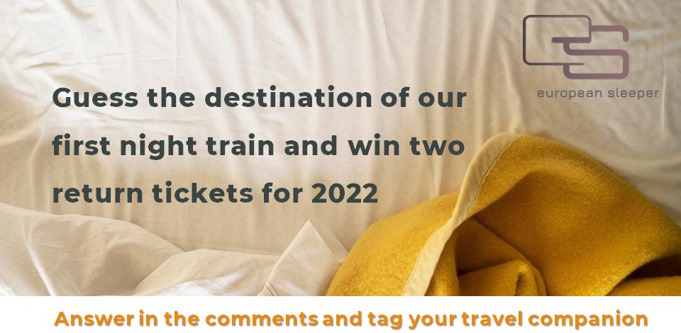 EuropeanSlpr's tweet image. Respond 4 April latest (this is not an April joke) and tag your travel companion. Two tickets will be raffled among correct entries.

Result will be announced in our newsletter on 6 April. Subscribe at europeansleeper.eu/english #traintravel @seatsixtyone @sleeping_train #nighttrain