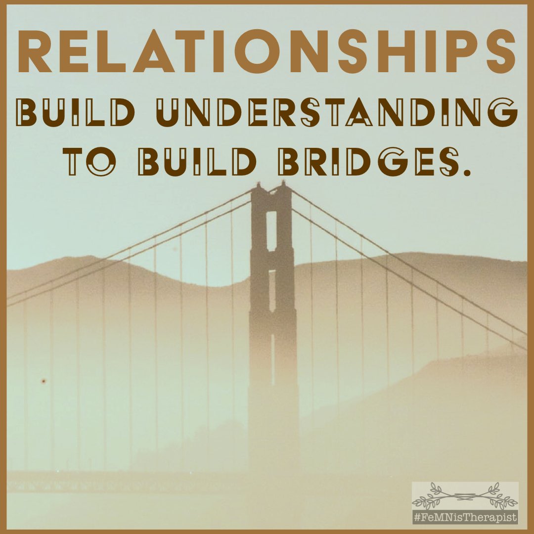 FeMNisTherapist's tweet photo. When you enter a conversation, is your goal to win or to understand?

When our goal is to understand, we build bridges with 
questions which #BuildUnderstanding 

Here’s a formula to follow: Present the issue, then ask what they suggest or see. Listen. Repeat. #BridgesAreBetter https://t.co/aVjdbDovJC