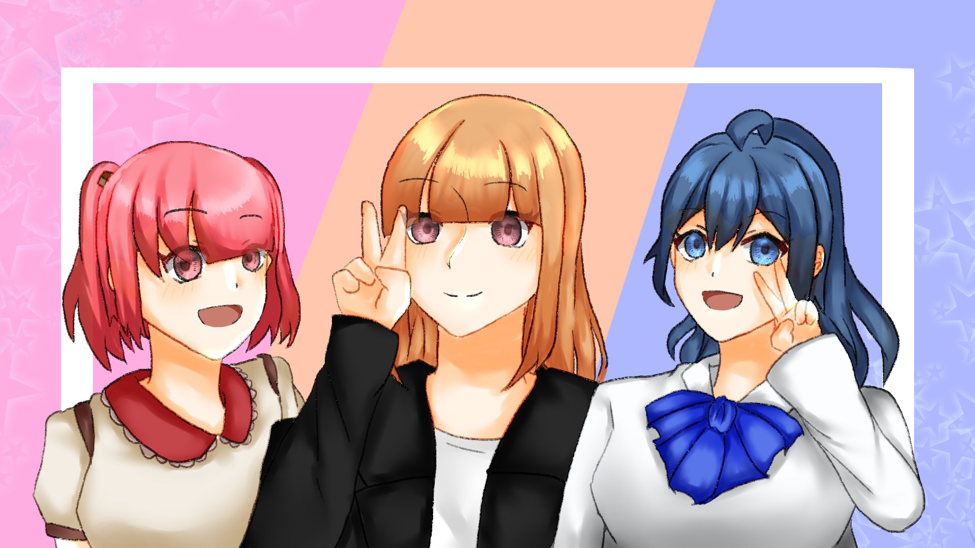 تويتر Amiya على تويتر からぴち カラフルピーチ素材 からぴちの のあさん えとさん るなさん の女の子3人組を描きました T Co 0ea3j5fsey