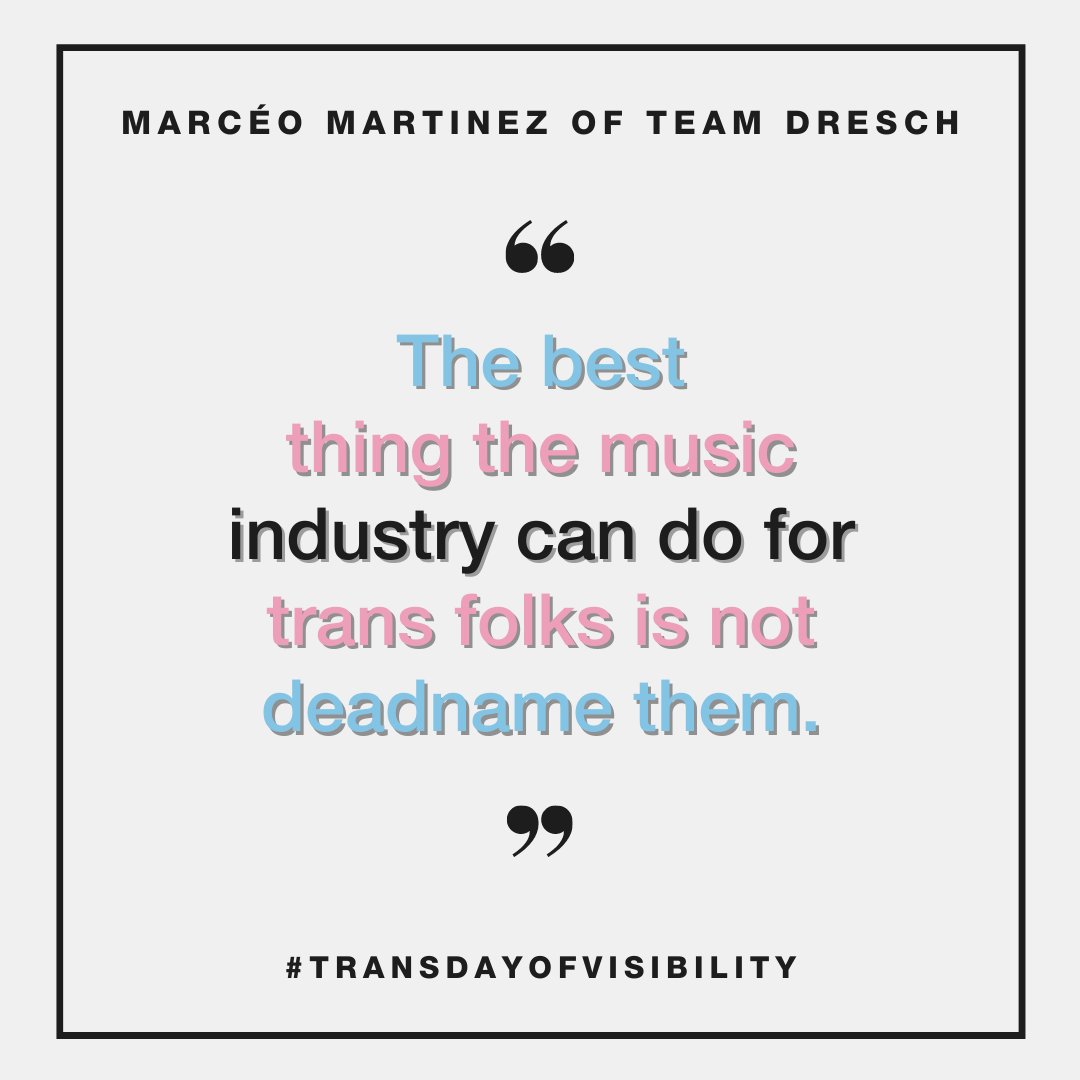 .@theteamdresch are a Punk/Queercore band who made a significant impression on that movement, as well as on the independent music scene. In celebration of #TransDayofVisibility, read the Team and drummer Marcéo Martinez's message on coming out. songtr.st/3wbPt9r