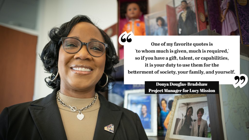 NASAGoddard's tweet photo. Donya Douglas-Bradshaw is a project manager for the Lucy Mission at Goddard. #WomensHistoryMonth

https://t.co/BuNmxVk15B https://t.co/6zf9aP7kRR