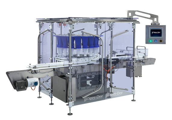 Our rotary filling machines enable safe &amp; hygienic operation quickly and accurately. An open, accessible design provides easy access and maintenance, plus our tool-less design allows for effortless, simple changeovers. View it here: spee-dee.com/rotary-fillers/ #rotary #fillingmachine