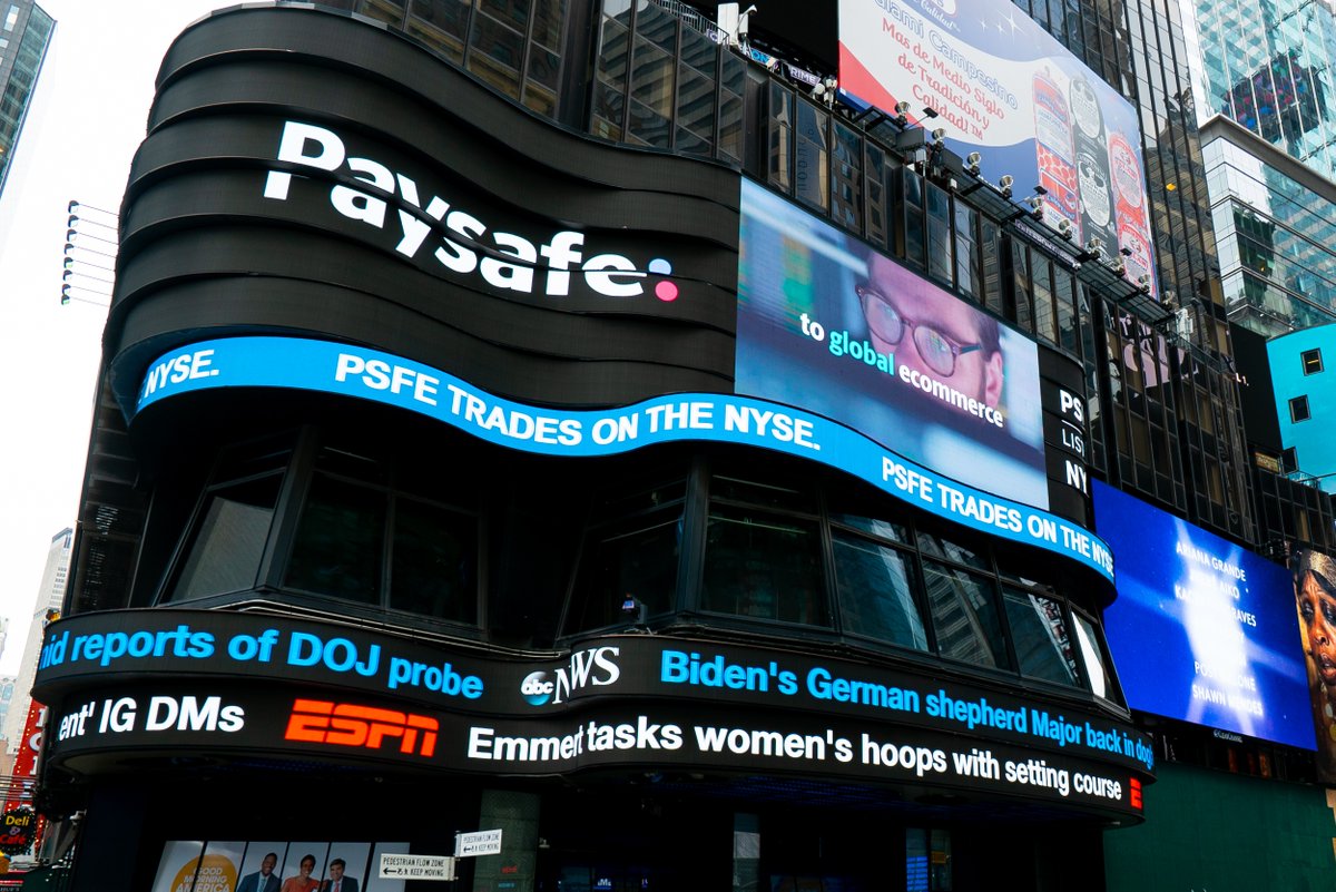 Paysafe's tweet photo. Paysafe taking over #TimesSquare on #ListingDay. #PlugIntoPaysafe #MakeItHappen https://t.co/zKUltSNvqd