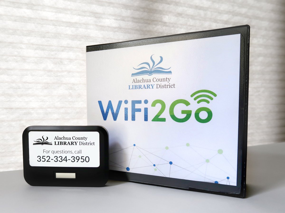 alachualibrary's tweet photo. Alachua County residents can borrow mobile #WiFi hotspots from us, starting today, April 1! We are very excited to offer this new service to our patrons. See our page for more details! https://t.co/0rlRy1pCaL https://t.co/1PQzYP3pQD
