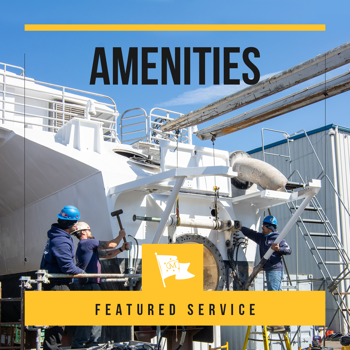 We offer extensive complimentary amenities for captain and crew while we work on your vessel. Some amenities include: Concierge, office space, Wi-Fi, private helipad, galley/kitchen facility, showers, designated parking &amp; more. #serviceamenities #shipyardamenities #enjoysandiego