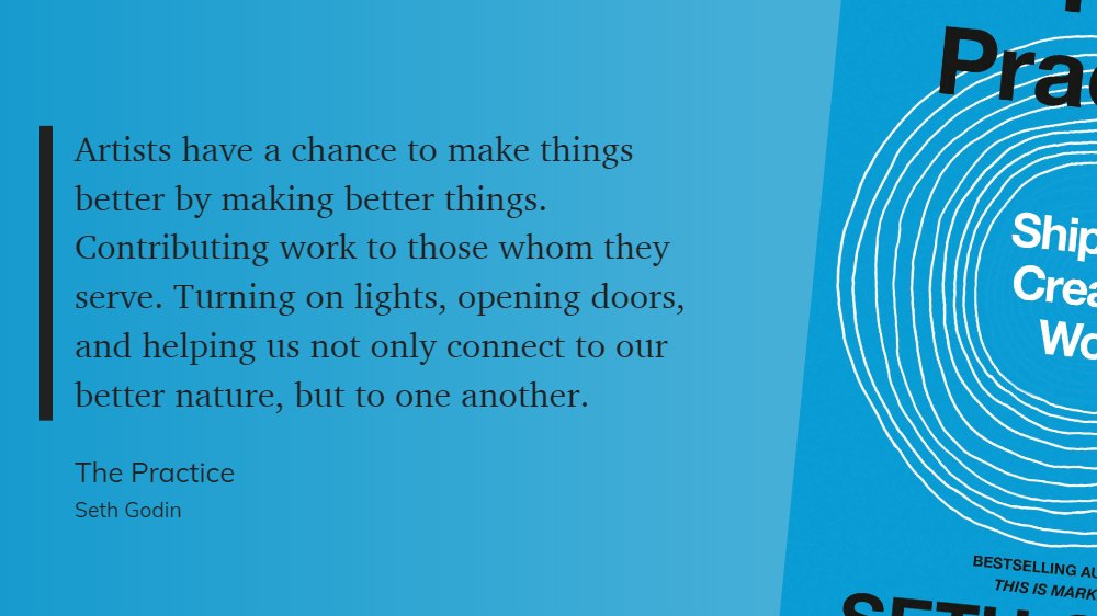 budgetdustorg's tweet photo. "Artists have a chance to make things better by making better things. Contributing work to those whom they serve. Turning on lights, opening doors, and helping us not only connect to our better nature, but to one another." via @readwiseio https://t.co/iipfT6Vzh5