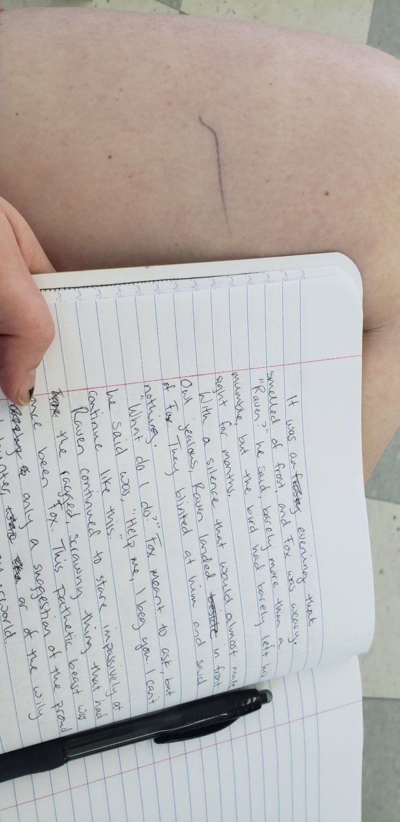 actuallyitssage's tweet photo. I went to write and the first thing I managed to do was scribble on myself. #typical #writer https://t.co/zbiAwyHURa