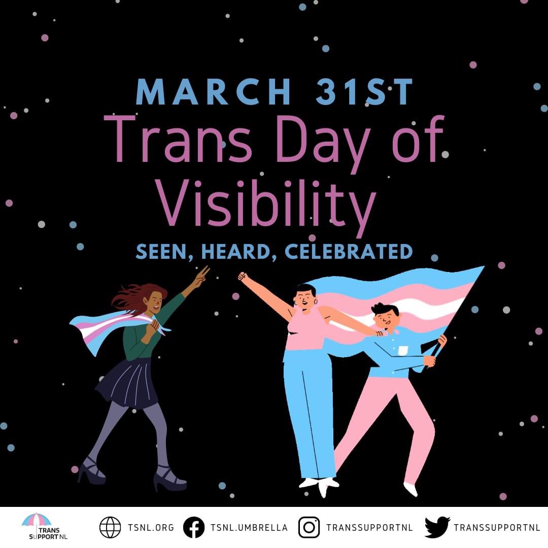 CPoTGDK's tweet photo. From @transsupportnl:
Today is International Trans Day of Visibility. Today we celebrate the lives of trans, Two Spirit, non-binary, and gender diverse folks across the world! You are seen, heard, celebrated, and loved! #tdov #TransRights #TransDayOfVisibility https://t.co/8ddkCwxU8C