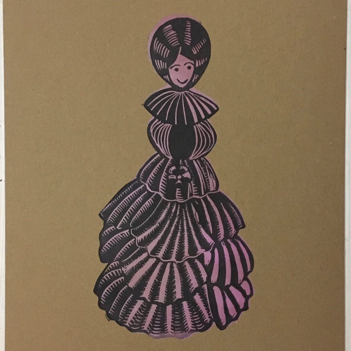 CathDeeson's tweet photo. Shell lady 🐚🌸
Printed onto recycled A4 card.
#linocut #printmaking #shelllady #kissmequick https://t.co/Mg8OaAHc2x