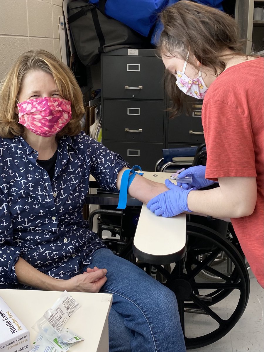 PCalvert102's tweet photo. It’s a great day for science!So glad to be a test patient for this future phlebotomist. And that didn’t hurt a bit😃#AlliedHealthAdmirals ⁦@DanvilleSchools⁩ https://t.co/2cQfXolsAu