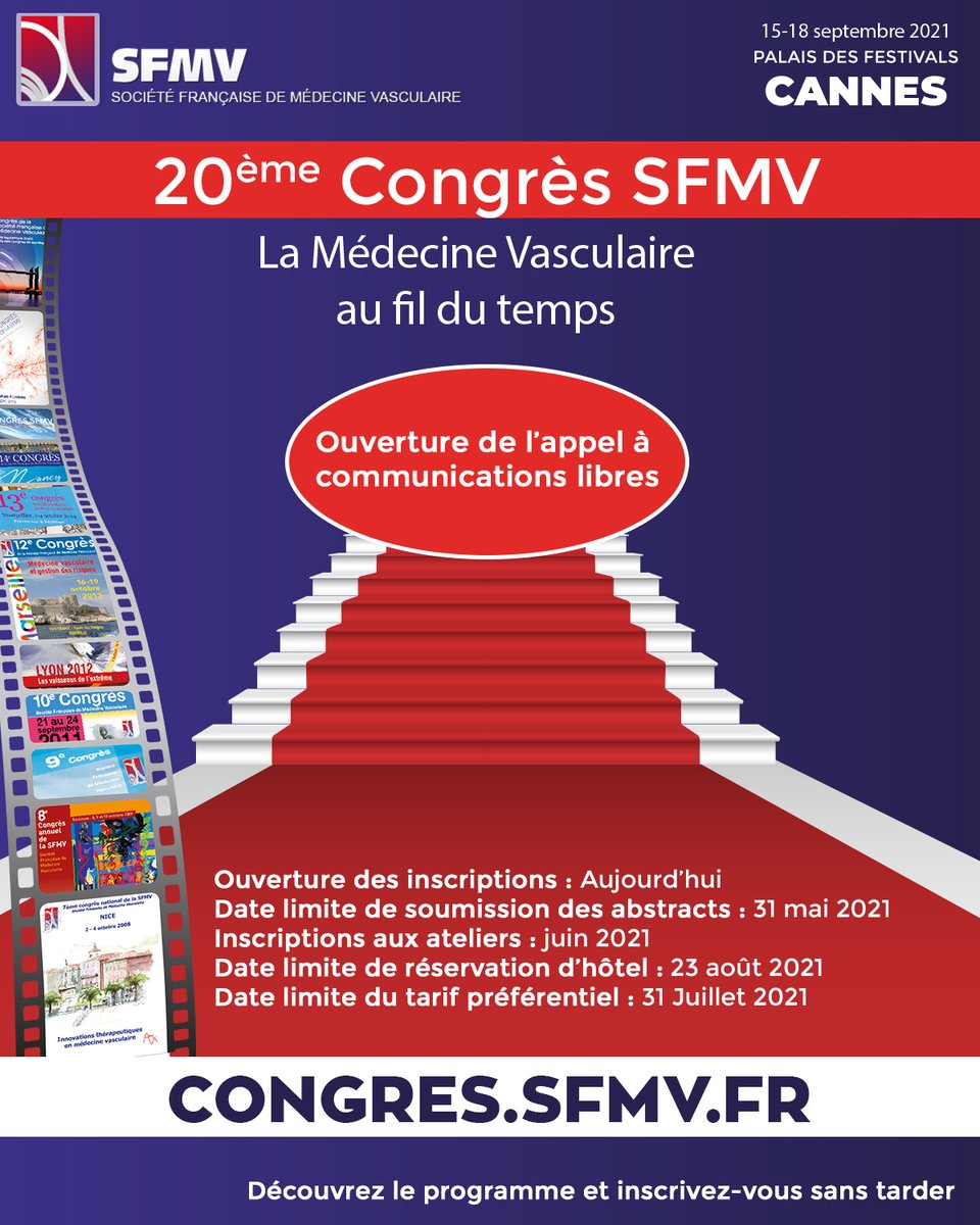 20ème congrès #sfmv à Cannes 15-18 sept. 2021. C'est parti le site est ouvert congres.sfmv.fr