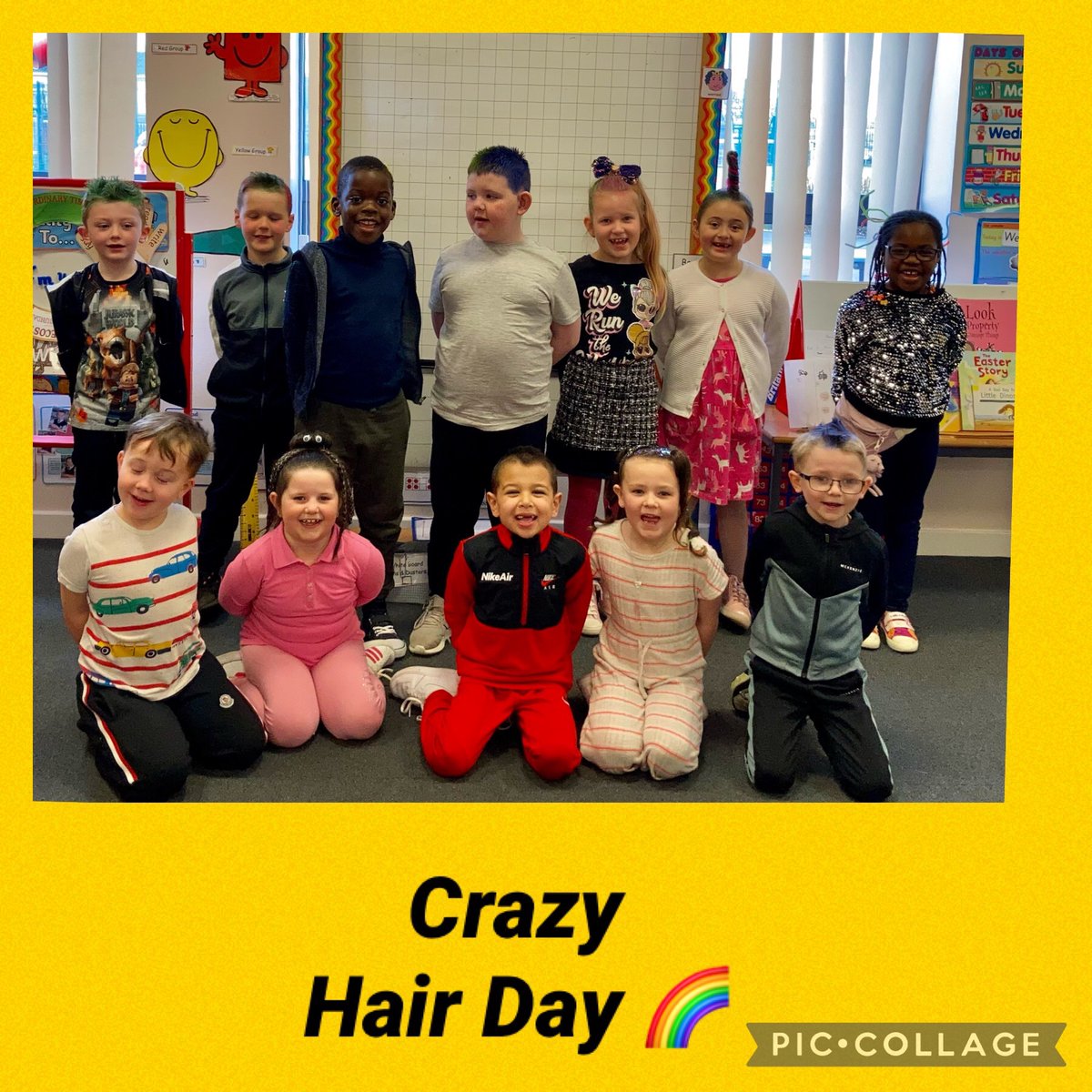 StDavidsPrimar2's tweet photo. Primary 2️⃣ had great fun on Crazy Hair Day! 😊🌈 https://t.co/YZO5eF9IKm