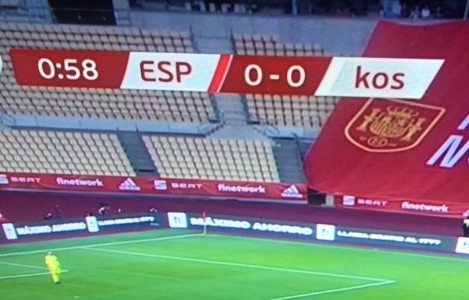 FootballJOE's tweet photo. Because Spain does not recognise Kosovo independence, their name is being written in lower-case letters for tonight's game. Beyond petty. https://t.co/zIJcBgtSTz