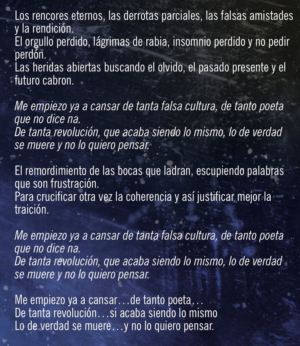 akpunky's tweet photo. La soledad que abraza la amargura y el frio, los besos engañosos vacíos de calor.
El negocio fallido, la familia de turno, la secuela evidente de alguna adicción.
 #Sinpropinarock #Sinpropina #RockAndRoll #SigueBailando #Transfer #Meempiezoacansar #Rock @sinpropinarock https://t.co/GWV5nHWFsr