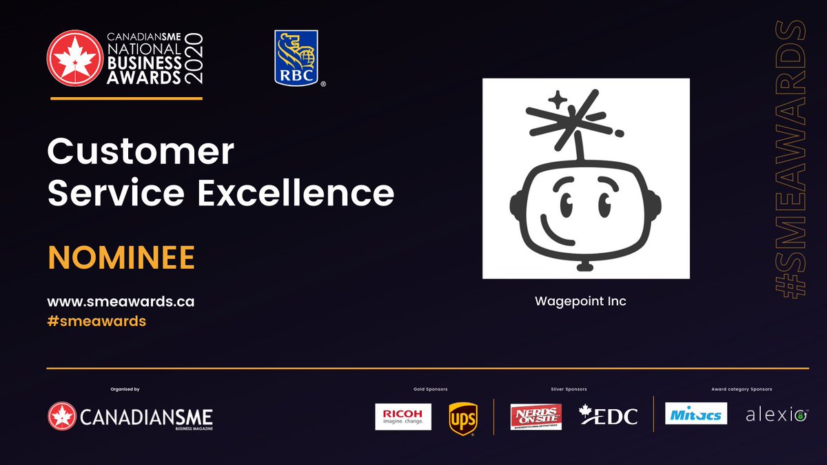 Wagepoint's tweet photo. WOW! We're super thrilled to announce that @Wagepoint is a nominee in TWO @canadian_sme National Business Awards categories this year:
🎉 Fintech Business of the Year
🎉 Customer Service Excellence
#smeawards #fintech #customerservice #Wagepoint #SMB #nominee https://t.co/VcJazggk4X