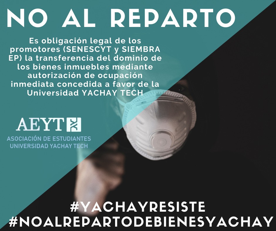 Estudiantes_YT's tweet photo. Exigimos que la UITEY administre plenamente el 100% del territorio solicitado para asegurar un nivel de sostenibilidad financiera de los proyectos académicos y sociales a largo plazo #YachayResiste #NoAlRepartoDeBienesYachay #YachaySeDefiende https://t.co/PHrO7lTvoX