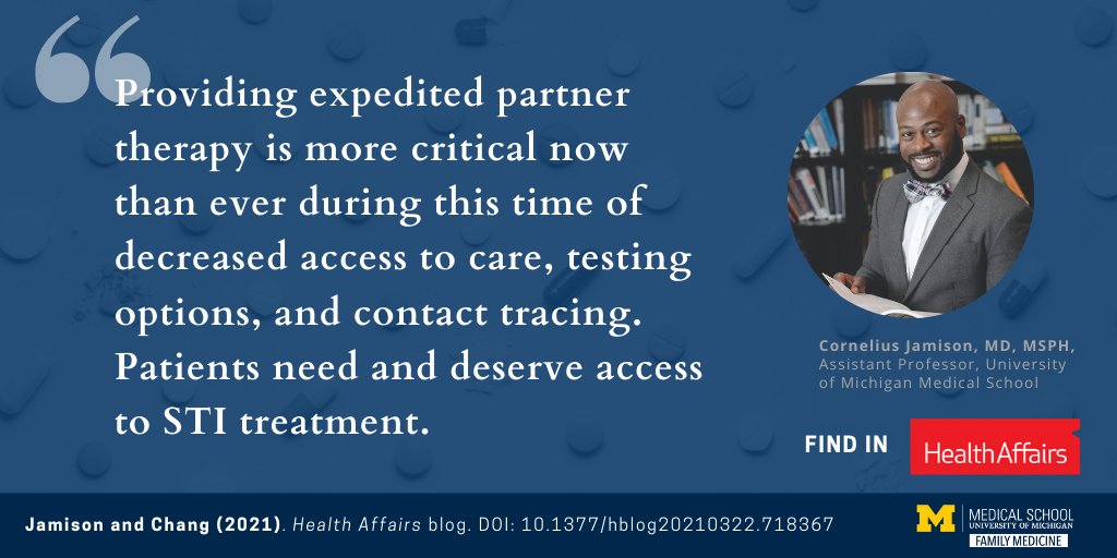 U-M Family Medicine (@umfamilymed) on Twitter photo COVID-19 Has Made It Harder To Slow The Rise In Sexually Transmitted Infections. Expedited Partner Treatment Can Help. Read over on <a href="/Health_Affairs/">Health Affairs</a>, from EPT researcher/<a href="/AHIMedDirector/">AHI Medical Director</a>--<a href="/CDJamisonMD/">Cornelius D. Jamison</a> and <a href="/chang_tammy/">Tammy Chang</a> healthaffairs.org/do/10.1377/hbl… COVID-19 Has Made It Harder To Slow The Rise In Sexually Transmitted Infections. Expedited Partner Treatment Can Help. Read over on <a href="/Health_Affairs/">Health Affairs</a>, from EPT researcher/<a href="/AHIMedDirector/">AHI Medical Director</a>--<a href="/CDJamisonMD/">Cornelius D. Jamison</a> and <a href="/chang_tammy/">Tammy Chang</a> healthaffairs.org/do/10.1377/hbl…