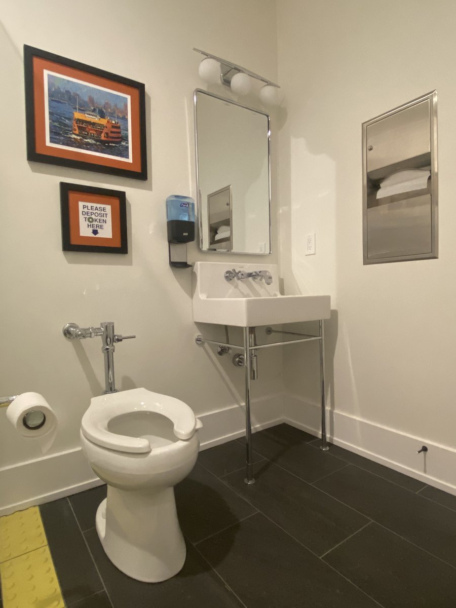 boylemj's tweet photo. @Sci4NY @MTA Missing from the two pictures is the paper towel dispenser which is more hygienic than a hand dryer.  And @Sci4NY, we actually have a grab handle to hang a bath towel that we haven't mounted yet. https://t.co/Kj3DGMebXN