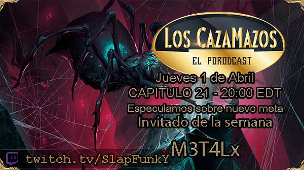 loscazamazos's tweet photo. AHORA SI GENTE!
Todo listo, con 24 horas de anticipación.
a menos que caiga un meteorito en la casa del Host, tenemos LE-TAL!...bah, me equivoque, CAZAMAZOS! mañana a las 20:00 EDT https://t.co/syM2PrBA36