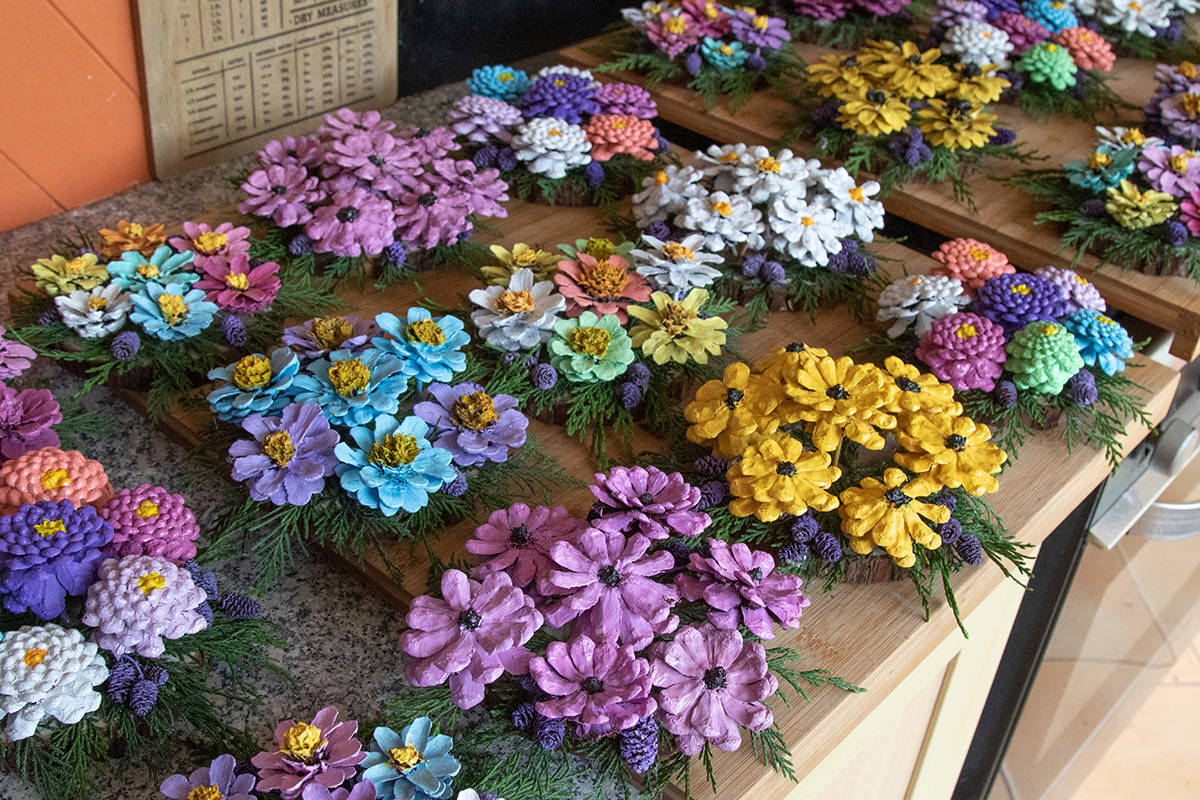 lifewithAutism1's tweet photo. All finished and delivered to @CharlecoteNT to add a little colour here and there for Easter. Using what nature provides. #usingwhatnatureprovides #coneflowers #art #Flowers #beautifulcolours #Warwickshire #nationaltrust #gettingcreative #manyhours #pinecones https://t.co/XJGS1rH0vo