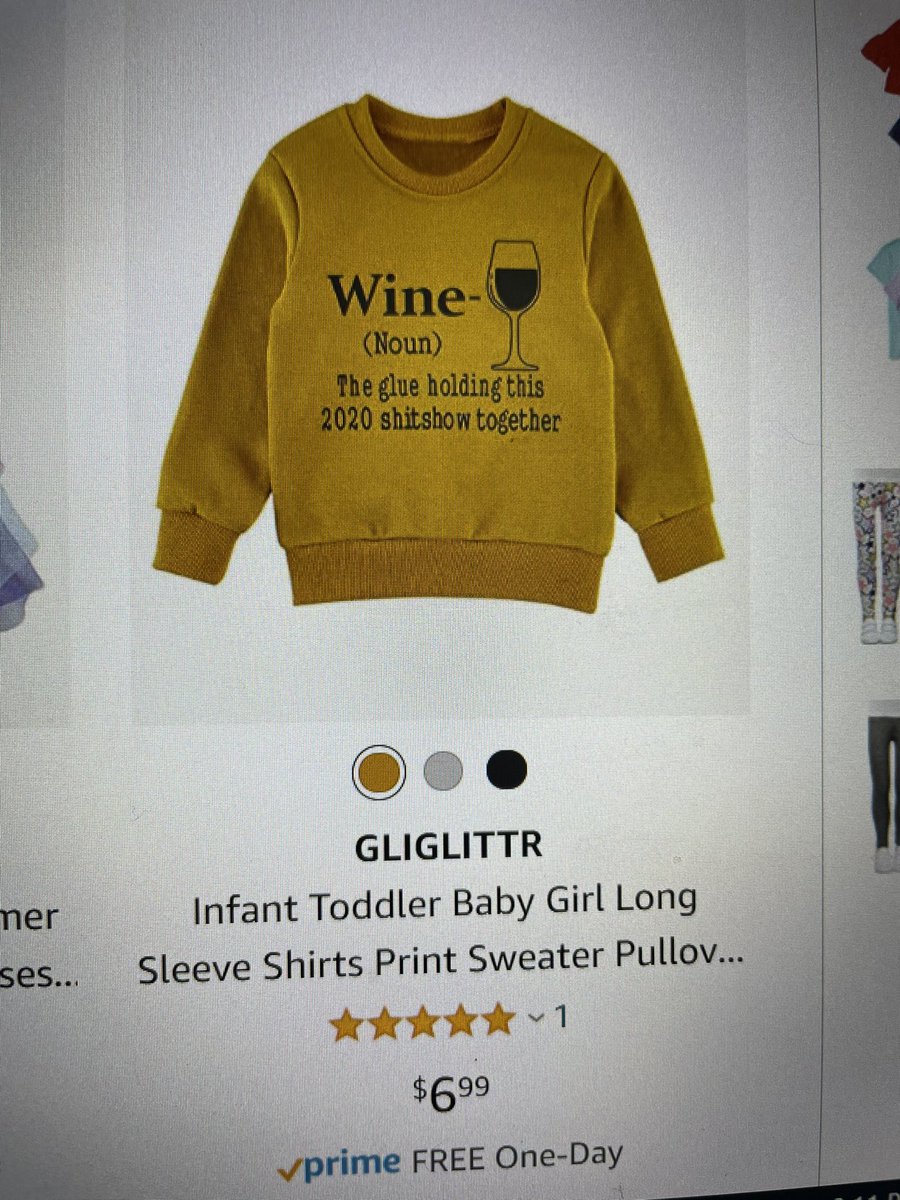KacyTurner1's tweet photo. @amazon #wine shirt for toddlers?!? Not ok. And No way to report it on your site https://t.co/lH7z0Qzb8b