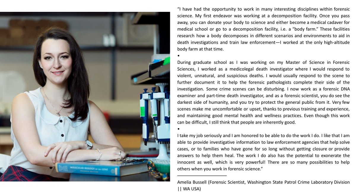 _womenofstem's tweet photo. "I like that I am able to provide investigative information to law enforcement agencies that help solve cases, or to families who have gone for so long without getting closure or provide answers to help them heal."
•
https://t.co/JebaRu3eQE | https://t.co/lThYHhmaBH | #wostem https://t.co/nl8lhF0IDC