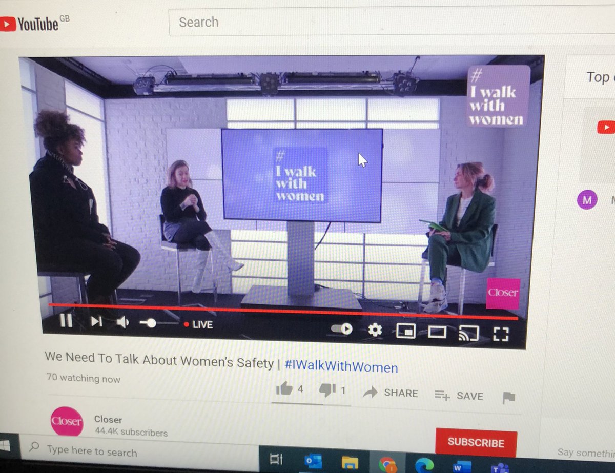 Important conversation going on right now.  Tune in to Closer YouTube channel for the live panel discussion #iwalkwithwomen