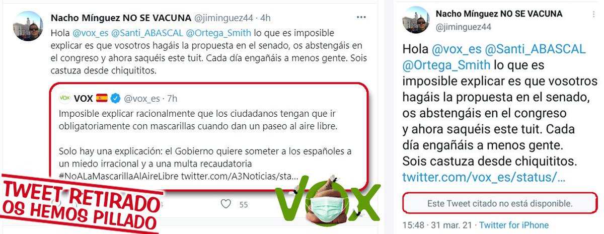 OscarJi20703013's tweet photo. A quién queréis engañar @vox_es. Los españoles deben de saber que sois igual que el resto de partidos. Traidores a los españoles y lo queréis esconder. La habéis cagado
#vox #voxinutil
@Santi_ABASCAL @Ortega_Smith @FrancescRoldan @elazotedelnom @We_T_Resistance @somoscosteros4 https://t.co/axtZkkctEK