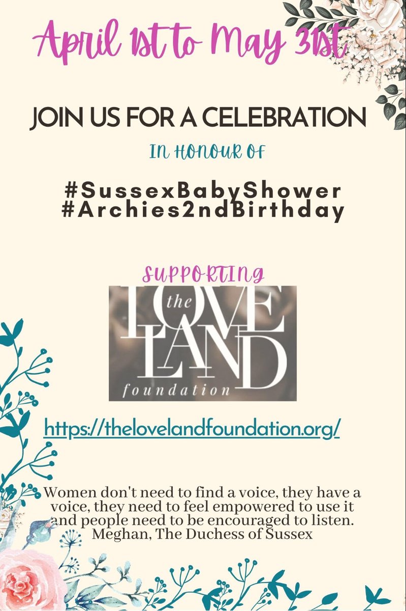 #SussexBabyShower
#archies2ndbirthday 
#LoveLandFoundation

Join the party🥳
#MeghanAndHarry