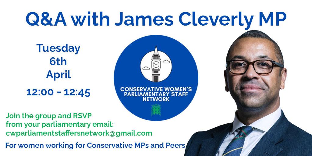 We're really excited to welcome <a href="/JamesCleverly/">James Cleverly🇬🇧</a> as our next speaker on 6th April, 12pm-12.45pm!

RSVP details below! 😃
