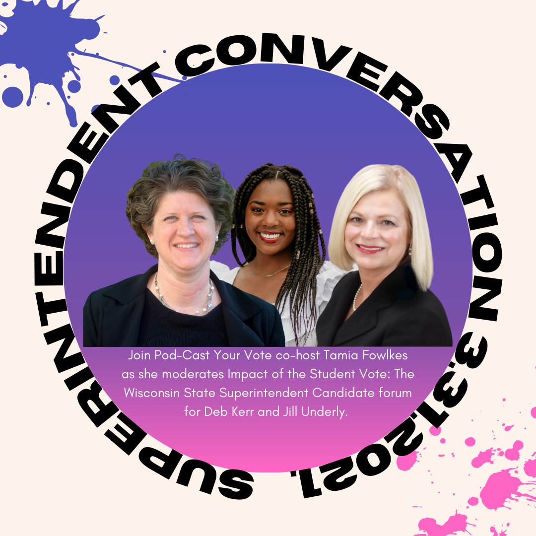 tamiafowlkes's tweet image. Tonight, I have the pleasure of moderating Impact of the Student Vote: The Wisconsin State Superintendent Candidate forum for Deb Kerr and Jill Underly! This event will allow students from universities across the state to ask important questions to the superintendent candidates.