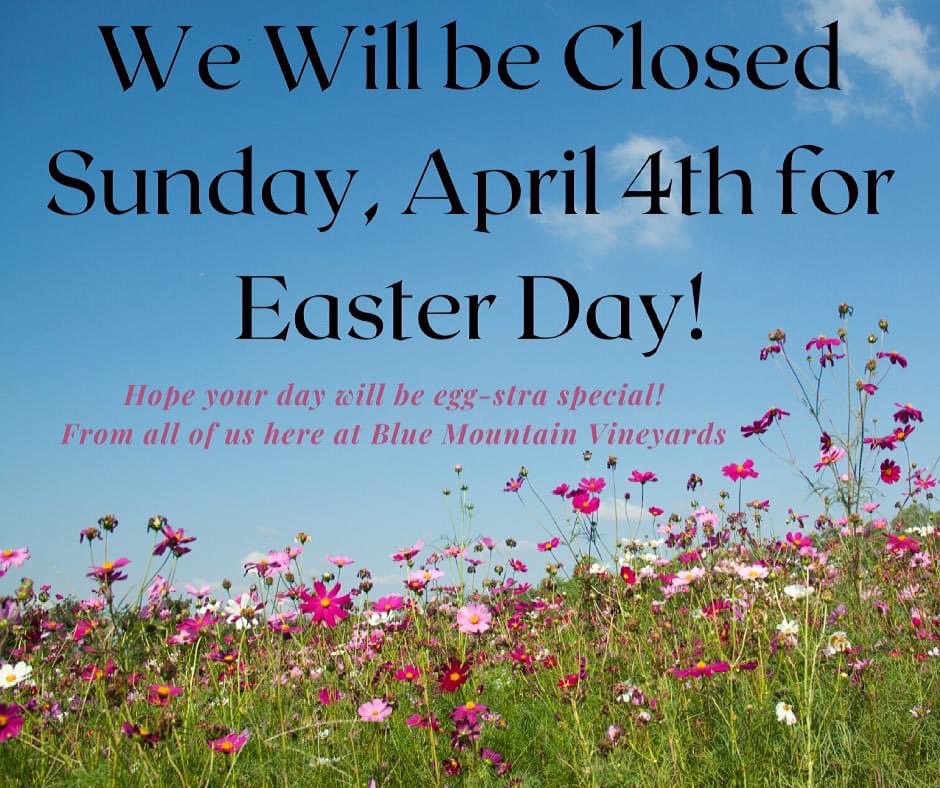 BlueMtWinery's tweet photo. Be sure to stop in and stock up before Sunday! We will be closed this Sunday for Easter Day! https://t.co/JqzSynXRsW
