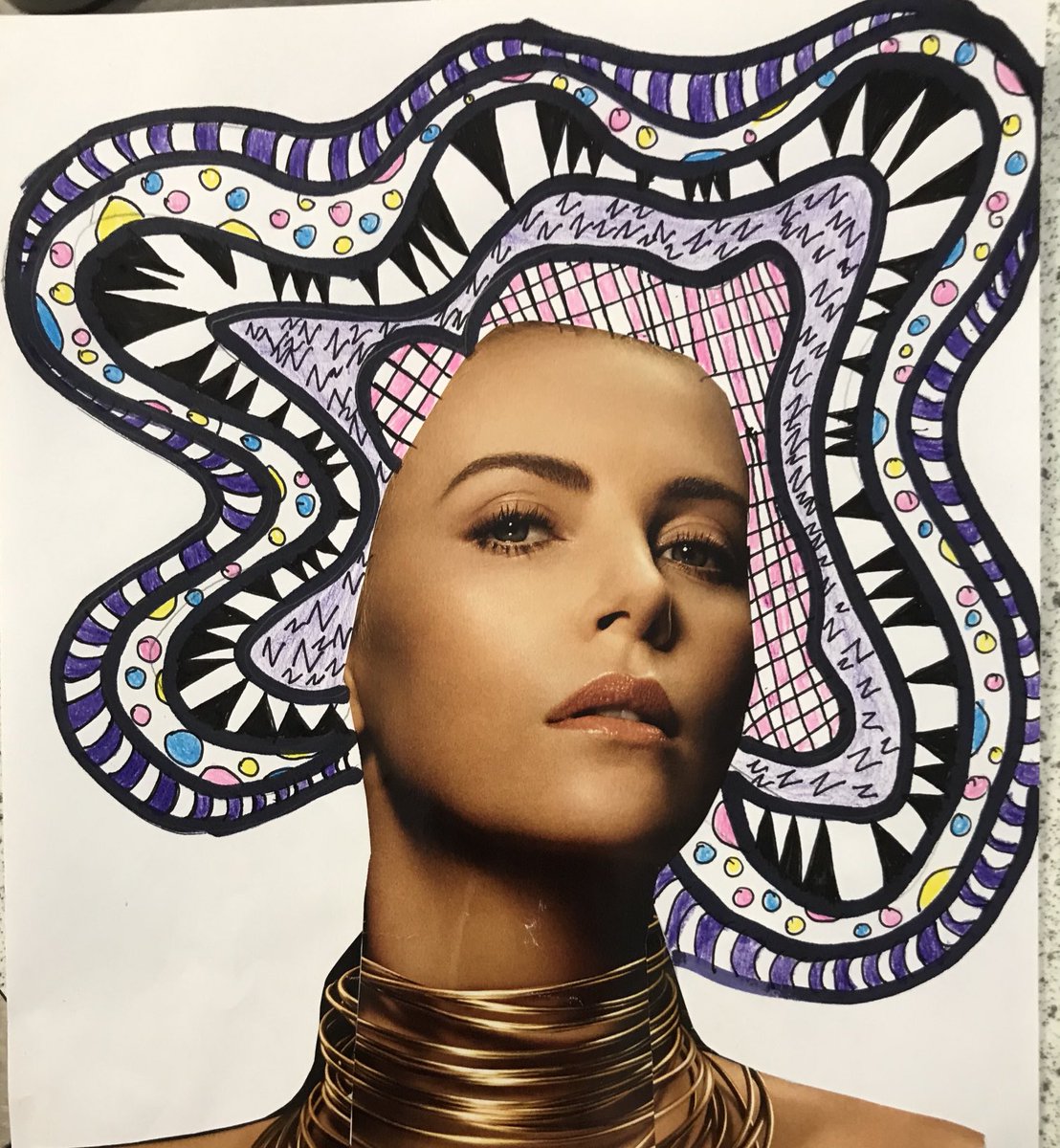 CAFSSHS's tweet photo. Well done to all the S3 pupils for completing your fabulous Zentangle bad hair day portraits..... last of the lockdown Portrait project! Enjoy your Easter Break.#Ststephenshs https://t.co/zkbNu8R7uR
