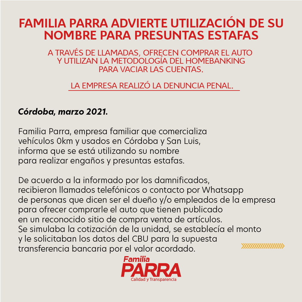 CitroenParra's tweet photo. #FamiliaParra advierte utilización de su nombre para presuntas estafas. https://t.co/VyMH2c6WkG