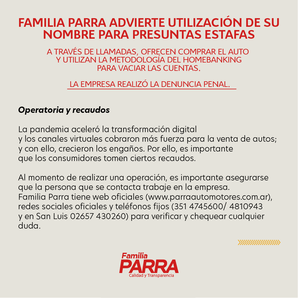 CitroenParra's tweet photo. #FamiliaParra advierte utilización de su nombre para presuntas estafas. https://t.co/VyMH2c6WkG