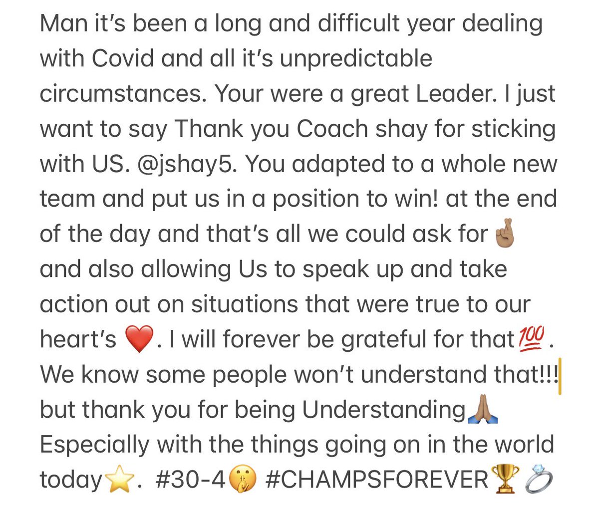 I want to Thank you Coach and your family🙏🏽and all True ETSU fans and supporters.<a href="/jshay5/">Jason Shay</a> #🐐30-4 #CHAMPSFL💍