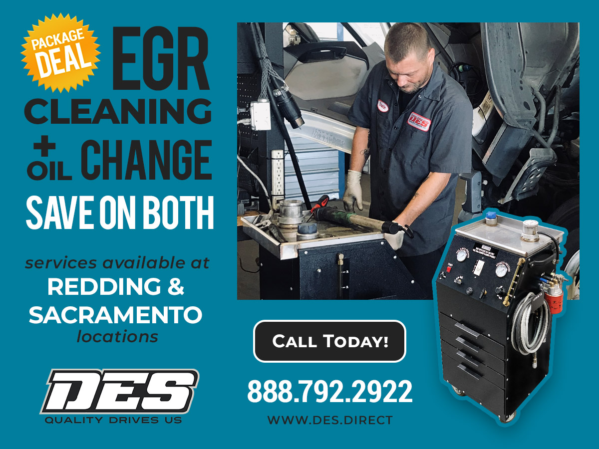 DESDPF's tweet photo. Improve your truck's fuel efficiency &amp; air flow with annual EGR cleanings to reduce carbon buildup &amp; improve the life of your EGR.
Extra savings when you schedule your EGR cleaning &amp; oil change at our Redding &amp; Sacramento locations.
https://t.co/Zc2JpoJe9r
#DieselEmissionsService https://t.co/KioCSgJa8M