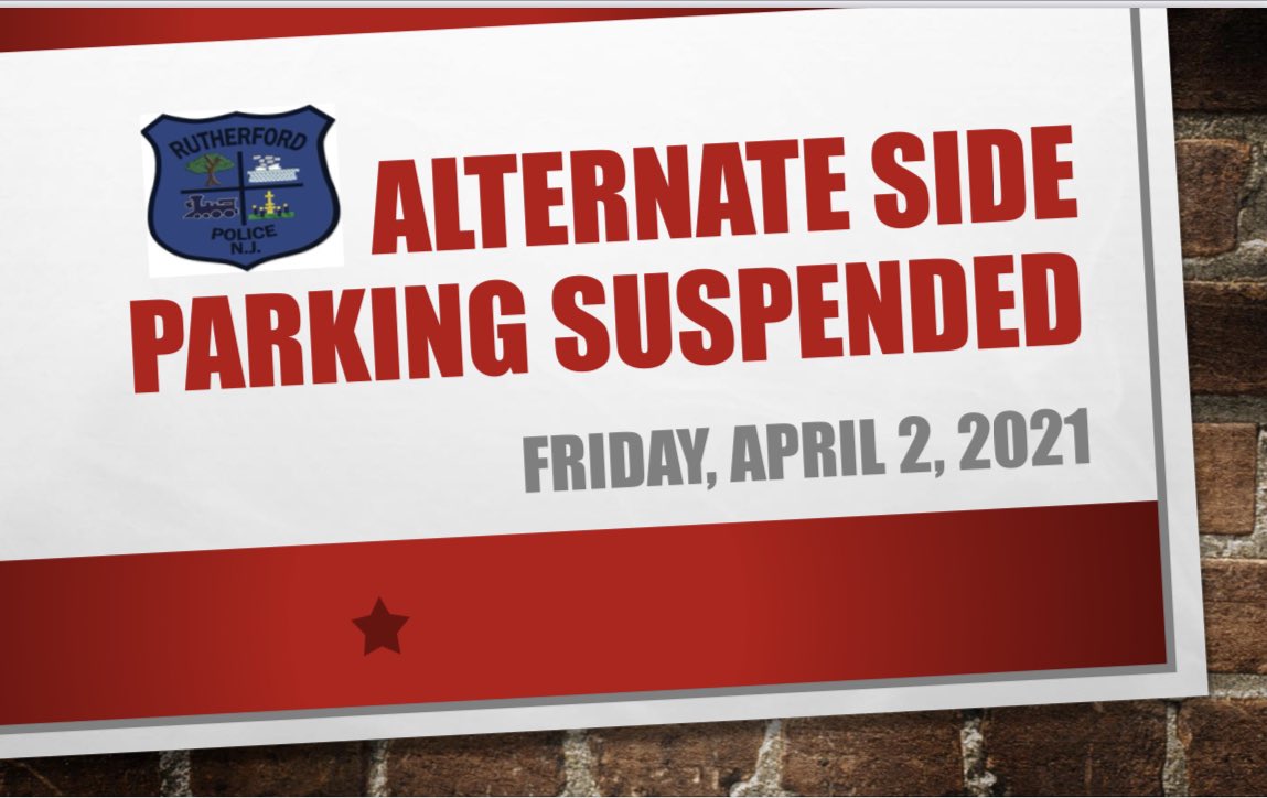 RutherfordPDNJ's tweet photo. Share the news!
While ASP is SUSPENDED, all other parking regulations are in full effect.
#RutherfordNJ #07070NJ #ASPSUSPENDED #AlternateSide #AlternateSideParking
@rutherfordps @Rutherford07070 @NicksTowingServ https://t.co/IIBxkBdQpT