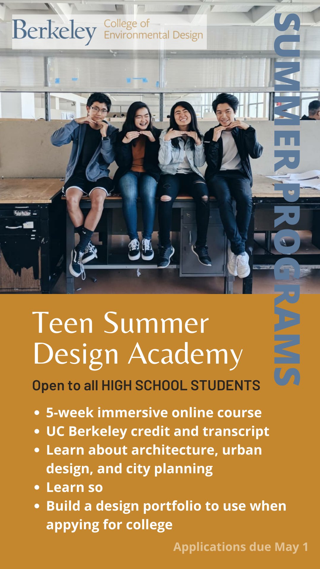 UC Berkeley College of Environmental Design в Twitter: „CED's Summer  Programs feature 5 + 6-week online courses that offer pre, current, + post- college students design, software, + communications skills while they build