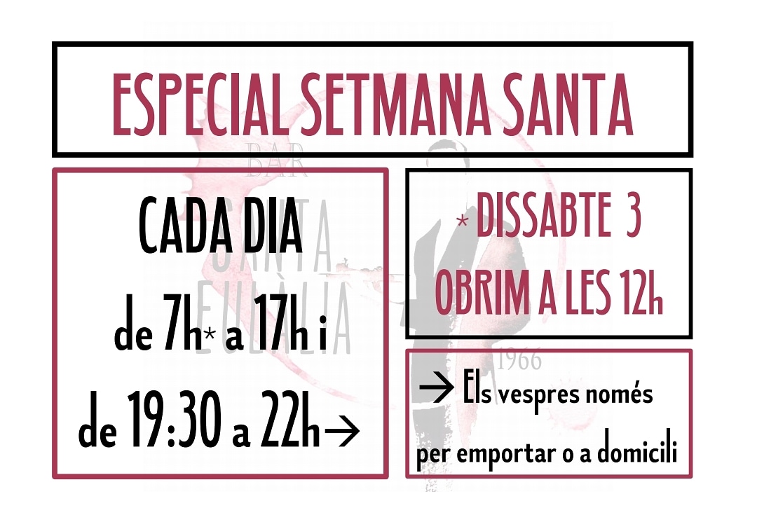 bardelpepe's tweet photo. ⚠️Horari especial setmana santa al #bardelpepe ⚠️ https://t.co/5y6esHVgbA