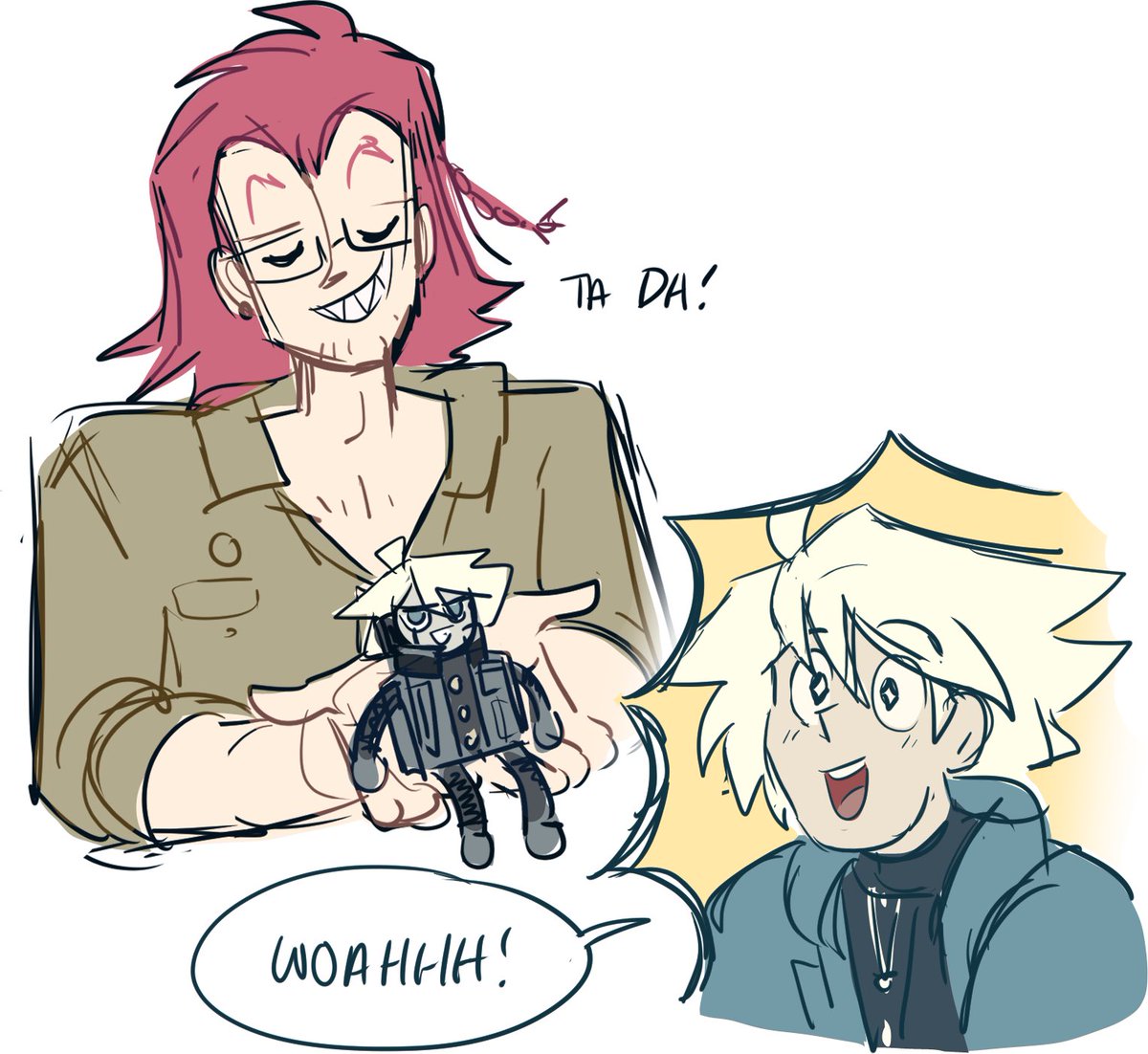 Thinking about komahina family au ... little baby kiibo (and his mini-kiibo that goes everywhere with him, courtesy of Kazuichi 😌) #danganronpa #komahina #kiibo #Nagitokomaeda #hajimehinata