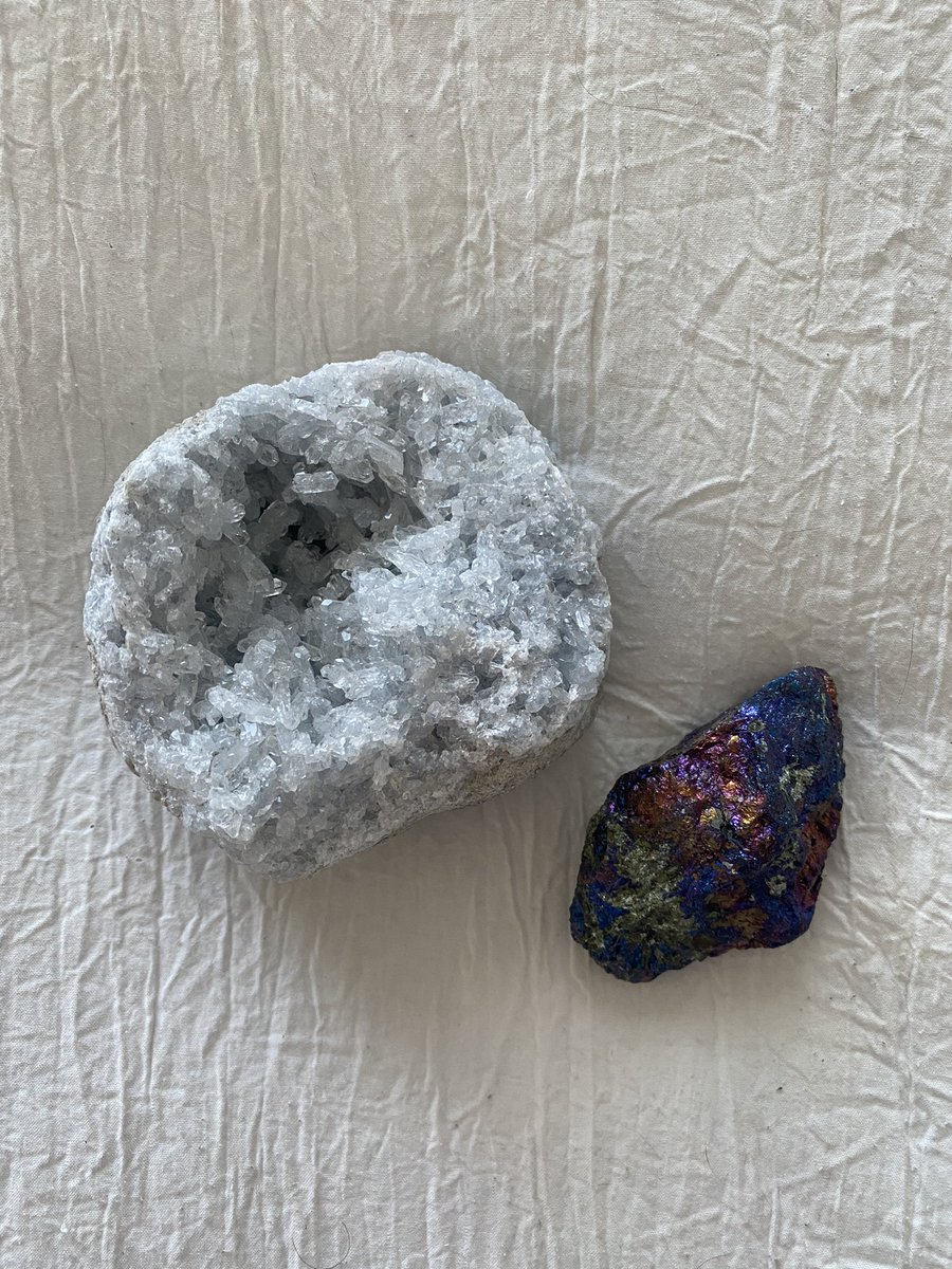 SecretsinNature's tweet photo. The new additions: celestite &amp; chalcopyrite 🔮 https://t.co/AtOWaV4E6E