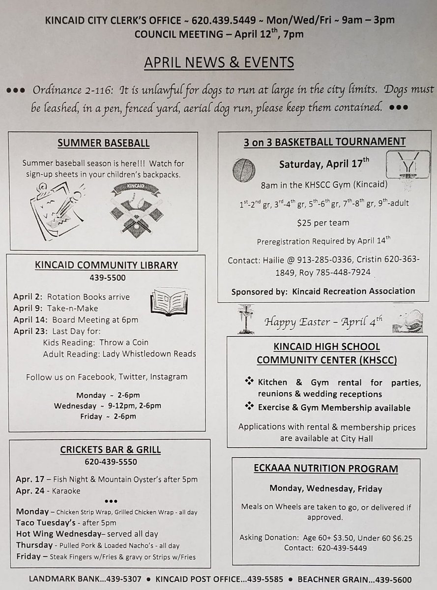 Look what is happening this month in our little town. Enjoy the sunshine.