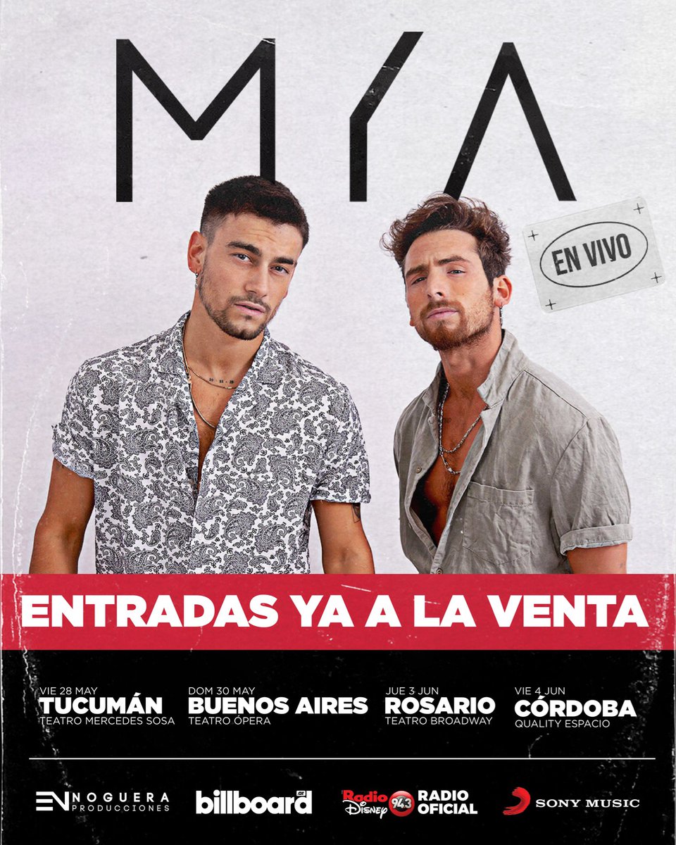 mya_musica's tweet photo. YA ESTAN DISPONIBLES LAS ENTRADAS PARA LOS SHOWS!! 🚨🔥 En cuál te vemos!!? https://t.co/hmp7tHYapN https://t.co/r3AOX9uRYY