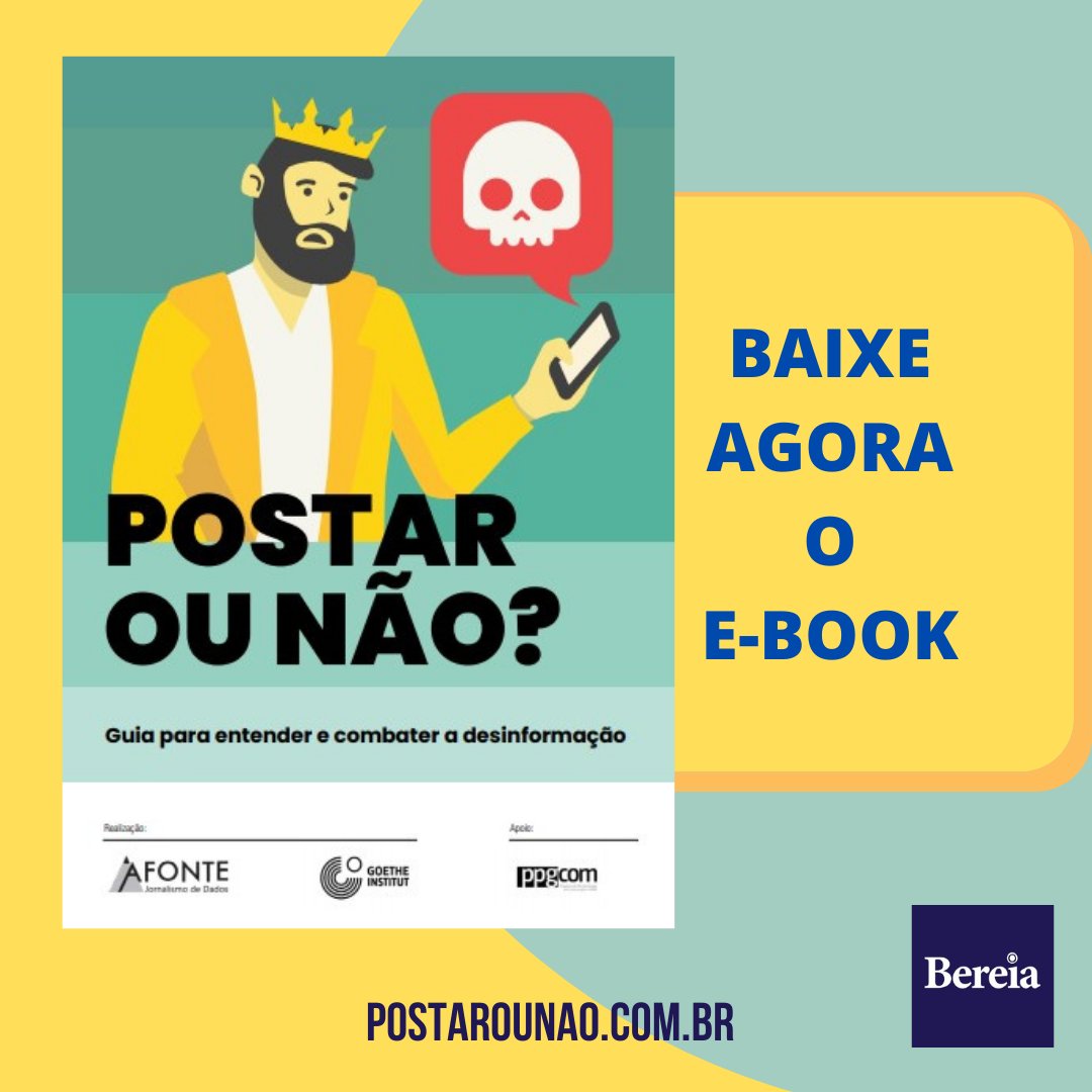 coletivobereia's tweet photo. #INDICAMOS | Projeto desenvolvido pela Afonte Jornalismo de Dados, em parceria com o Goethe-Institut de Porto Alegre incentiva a leitura crítica de conteúdos digitais, principalmente entre adolescentes.
Acesse o site https://t.co/097BbvNFTU e baixe o e-book "Postar ou Não?" https://t.co/dH8SrDnF2m
