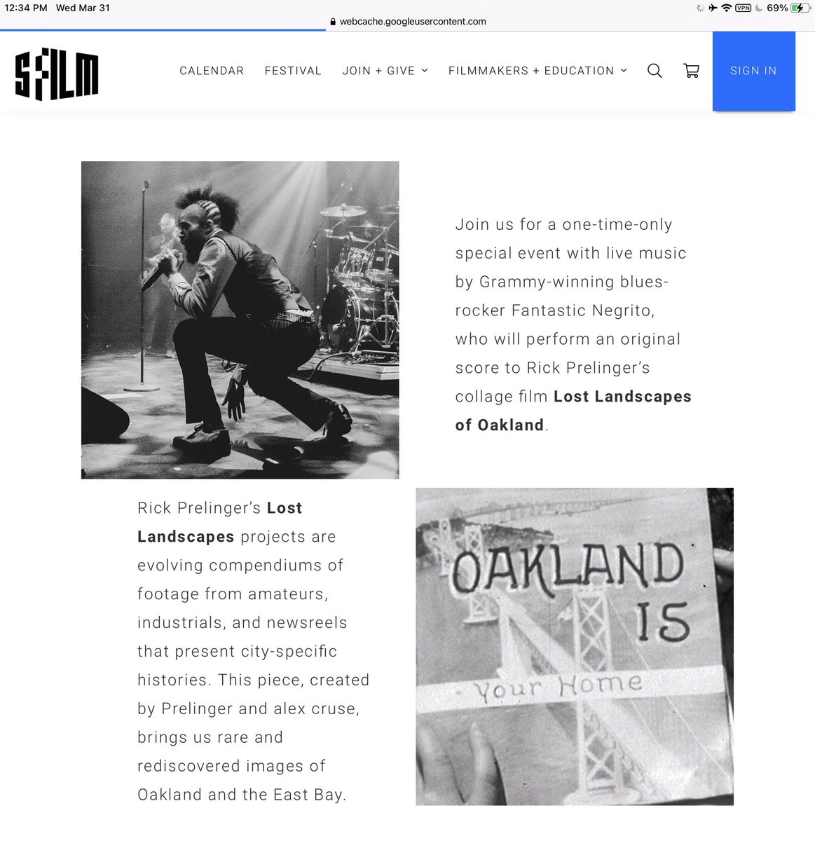 tigerbeat's tweet photo. Additional films &amp; programs announced @SFFILM including @MusicNegrito live score for an updated alex cruse &amp; @footage Lost Landscapes of Oakland on April 15 @FortMasoninSF (description from cancelled Castro event last year) https://t.co/CnTGWdpxnt #sffilmfestival #sffilm https://t.co/VjHkmUzlkN